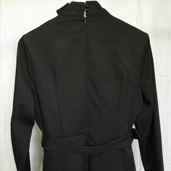 Mooyius Black High-Neck Asymmetric Belted A-Line Dress - Picture 8 of 11